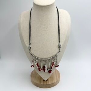 Gothic Bloody Tool Choker Necklace – Skull Chain & Red Enamel Tool Charms
